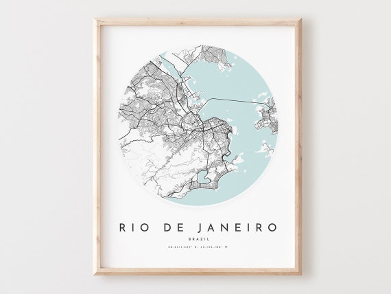 Rio De Janeiro Map Print, City Street Art Poster