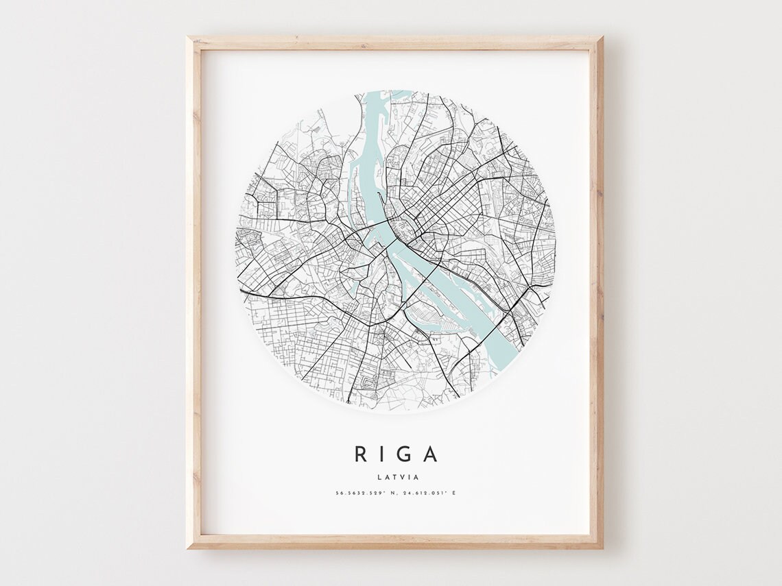 Riga Map Print Modern City Street Wall Art