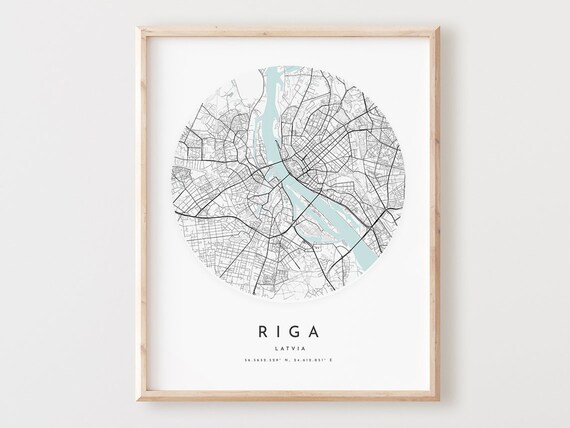 Riga Map Print Modern City Street Wall Art