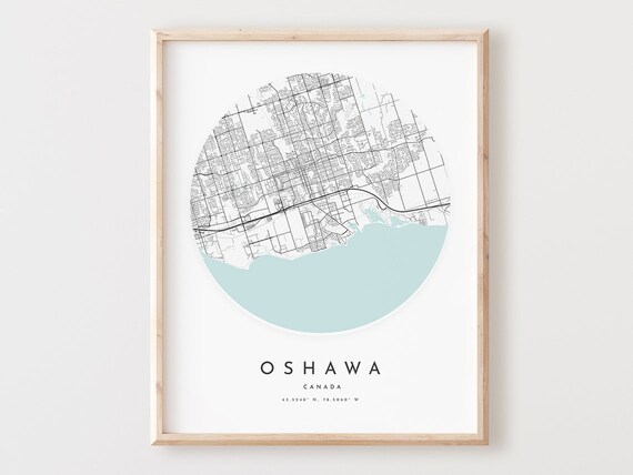 Oshawa Map Print Minimalist City Street Art