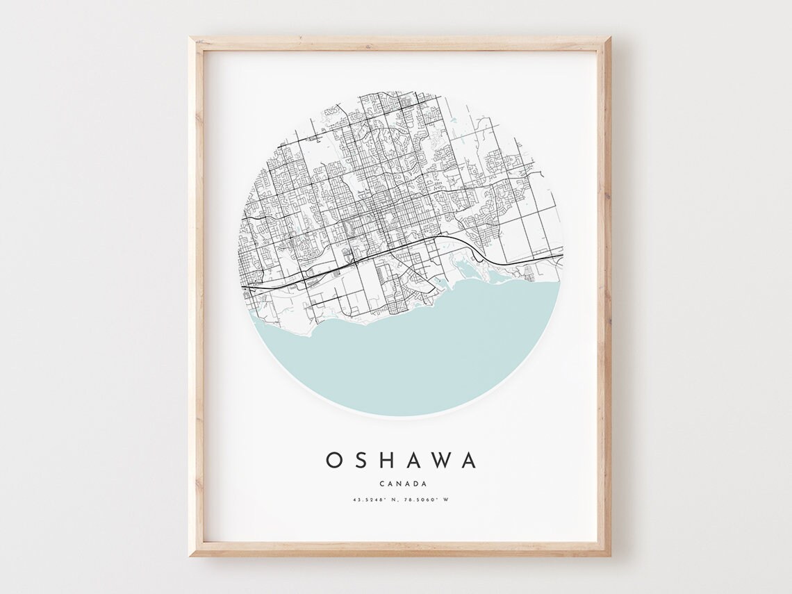 Oshawa Map Print Minimalist City Street Art