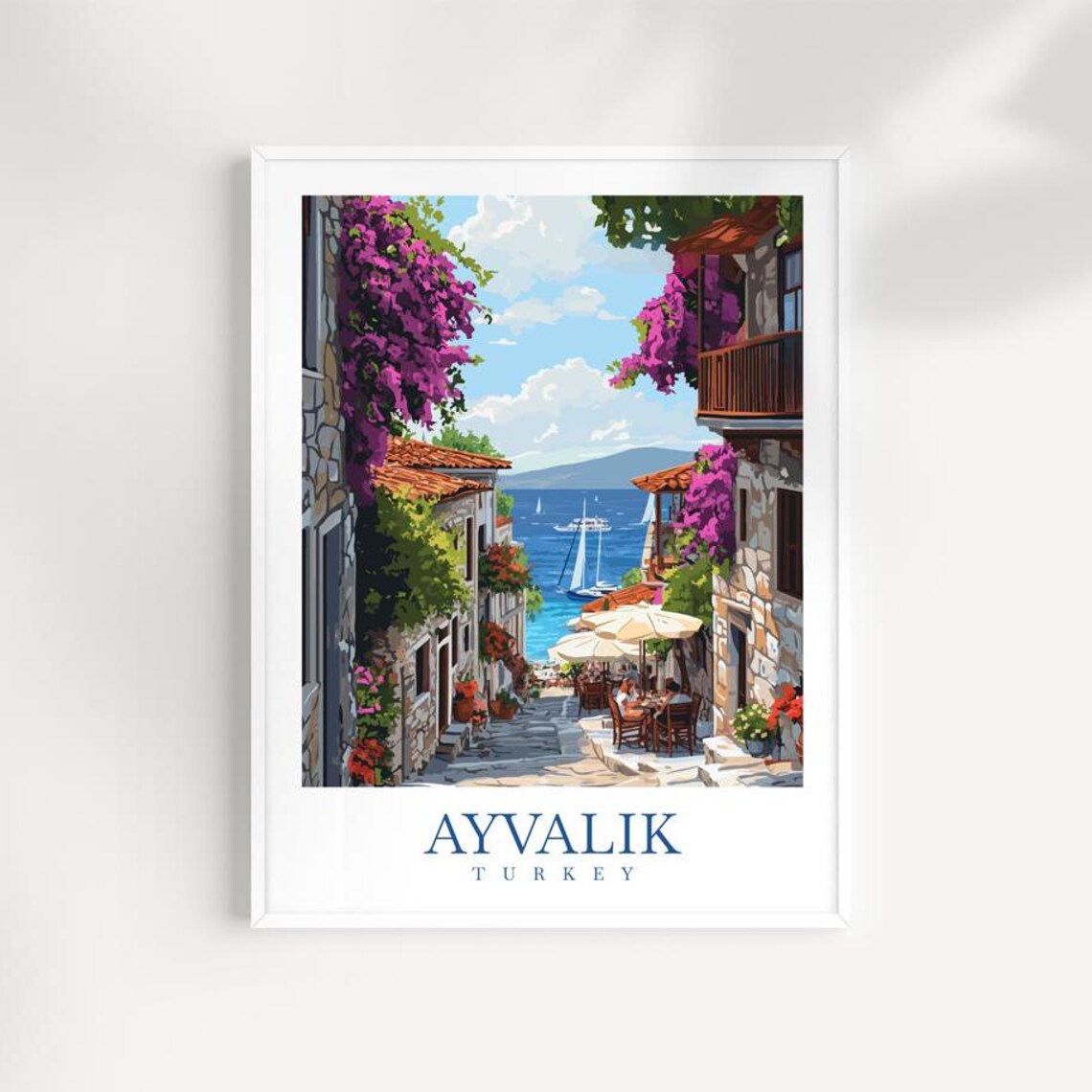 Ayvalik Turkey Bougainvillea Street Seaside Vintage Travel Wall Poster