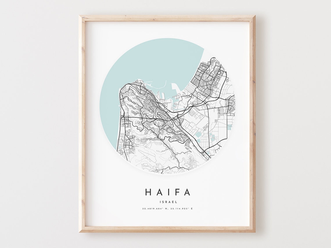 Haifa Map Print, Modern City Street Poster