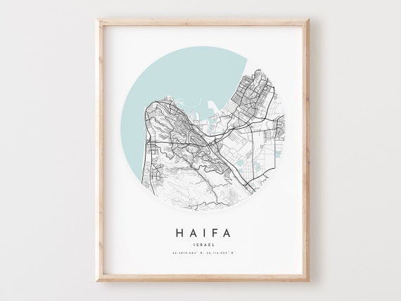 Haifa Map Print, Modern City Street Poster
