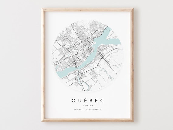 Quebec City Map Print, Minimalist Road Art