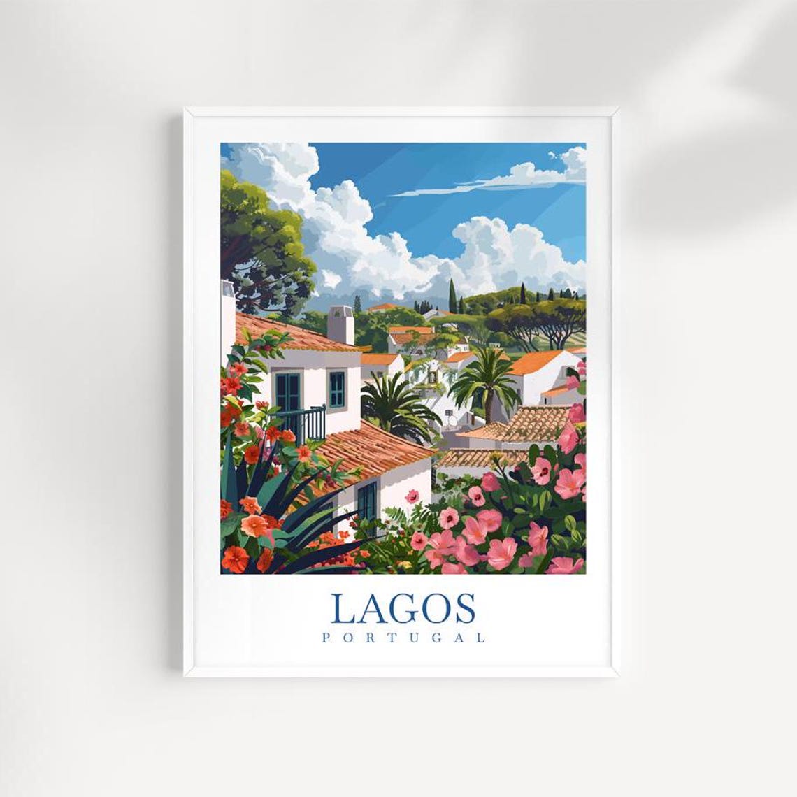 Lagos Portugal Algarve Coastal Town Blooming Flowers Travel Poster
