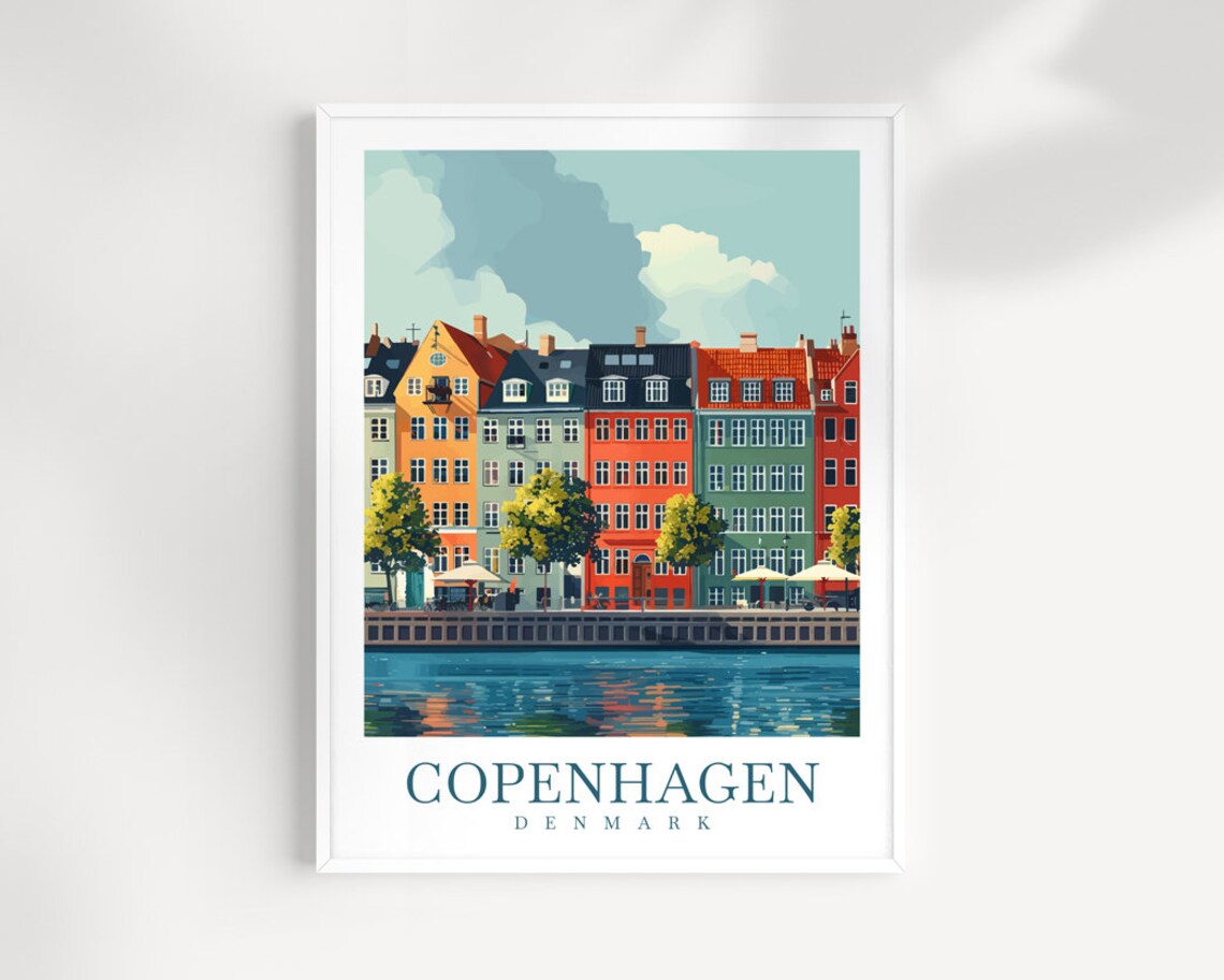 Copenhagen Denmark Colorful Nyhavn Harbor Rainbow Row Houses Poster