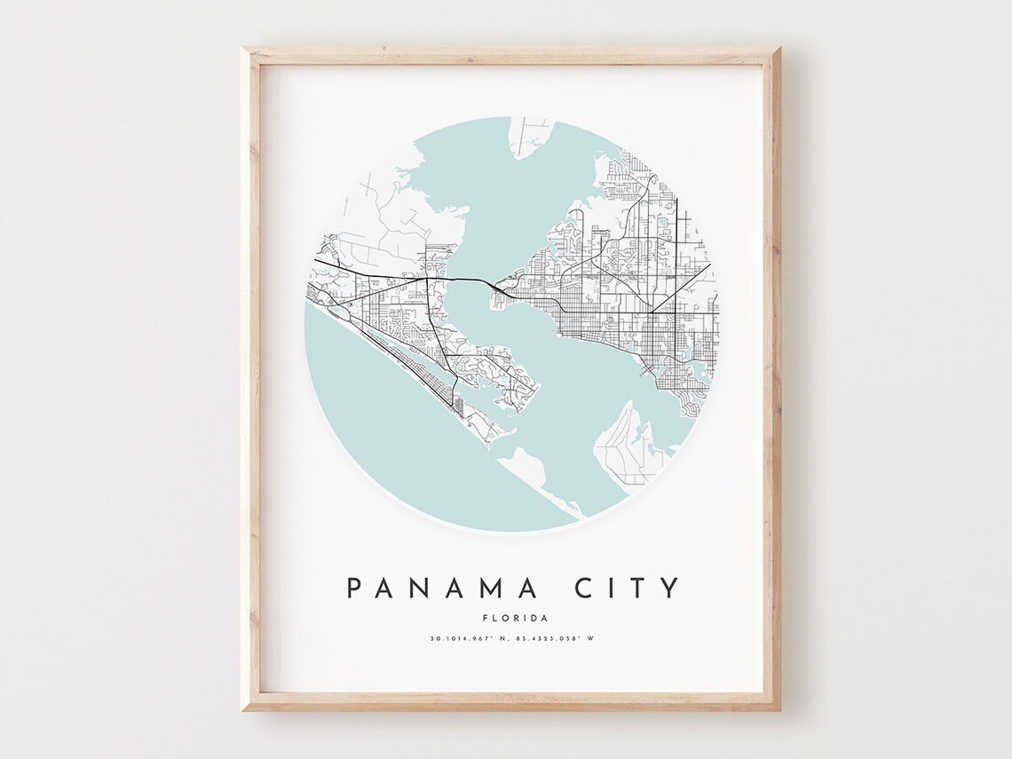 Panama City Florida Map Print Modern Street Art