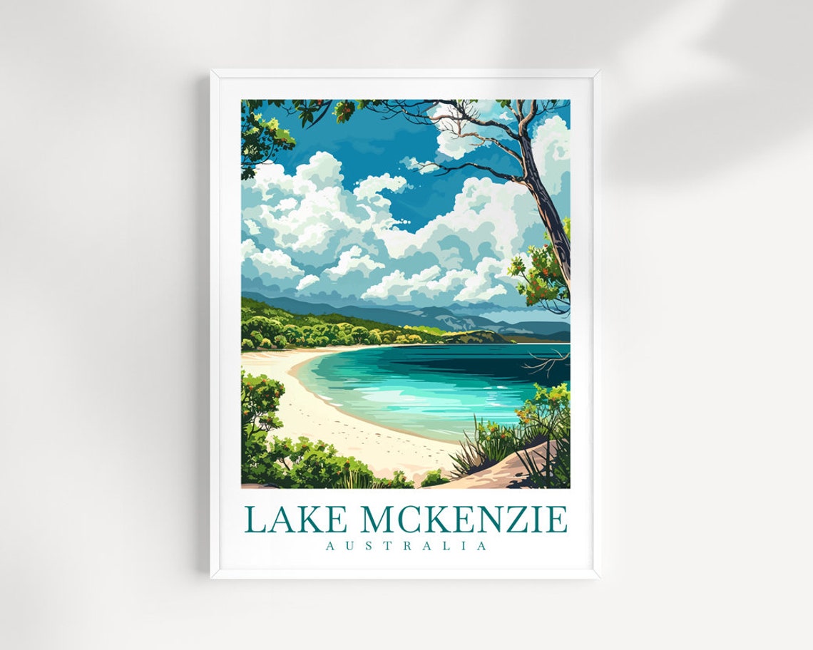Lake McKenzie Australia Turquoise Lake Sandy Beach View Poster