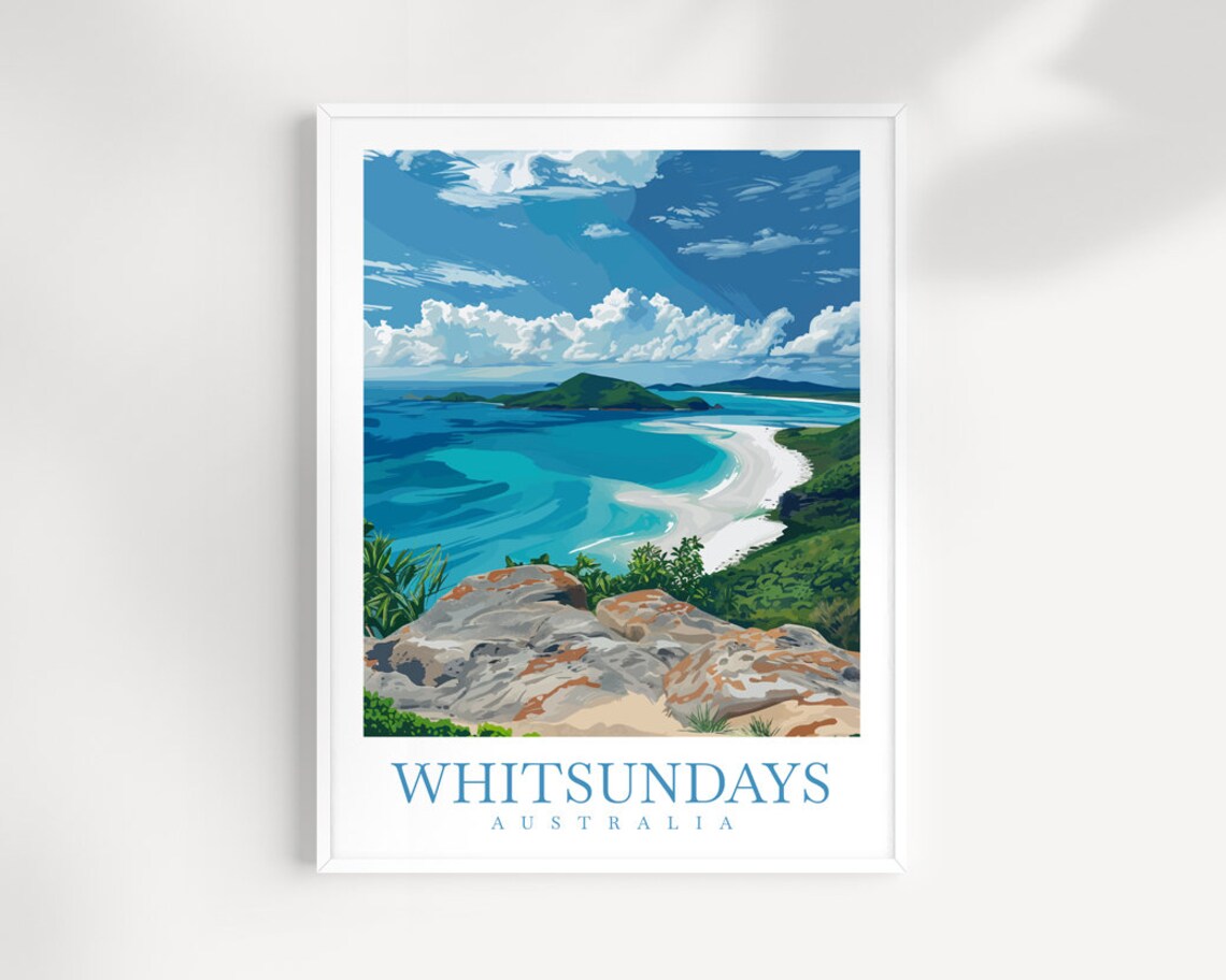 Whitsunday Islands Travel Poster, Australia Wall Art