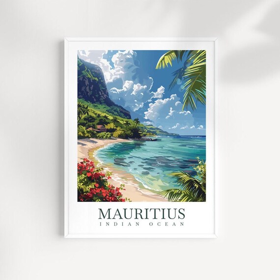 Mauritius Travel Print Wall Art East Africa Wall Hanging Home Dcor Mauritius Gift Art Lovers Wall Art Mauritius Travel Print