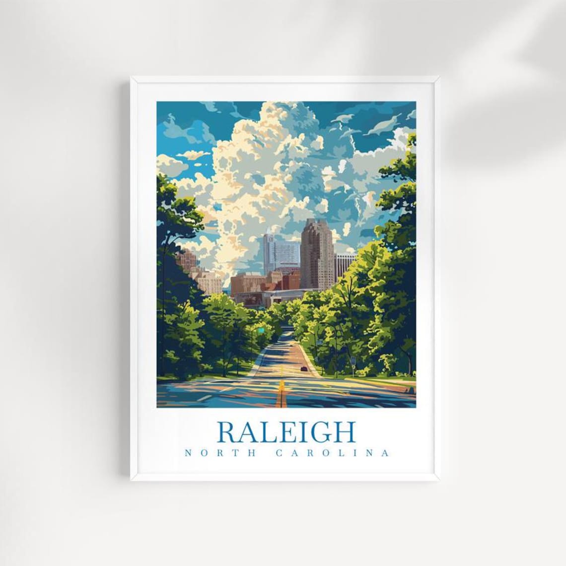 Raleigh City Print Travel Poster Wall Art North Carolina Wall Hanging Home Dcor Usa Gift Art Lovers United States Art Lover Gift