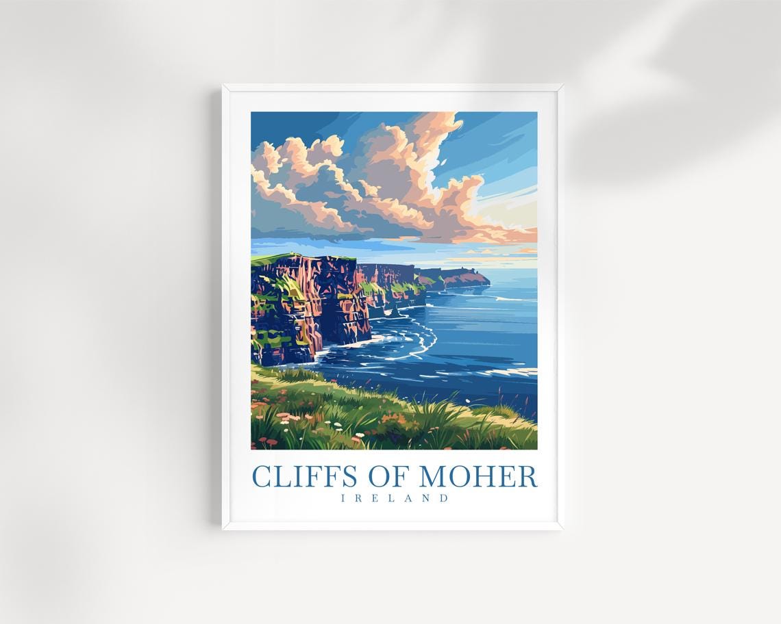 Cliffs Of Moher Ireland Atlantic Sea Cliffs Vintage Travel Poster