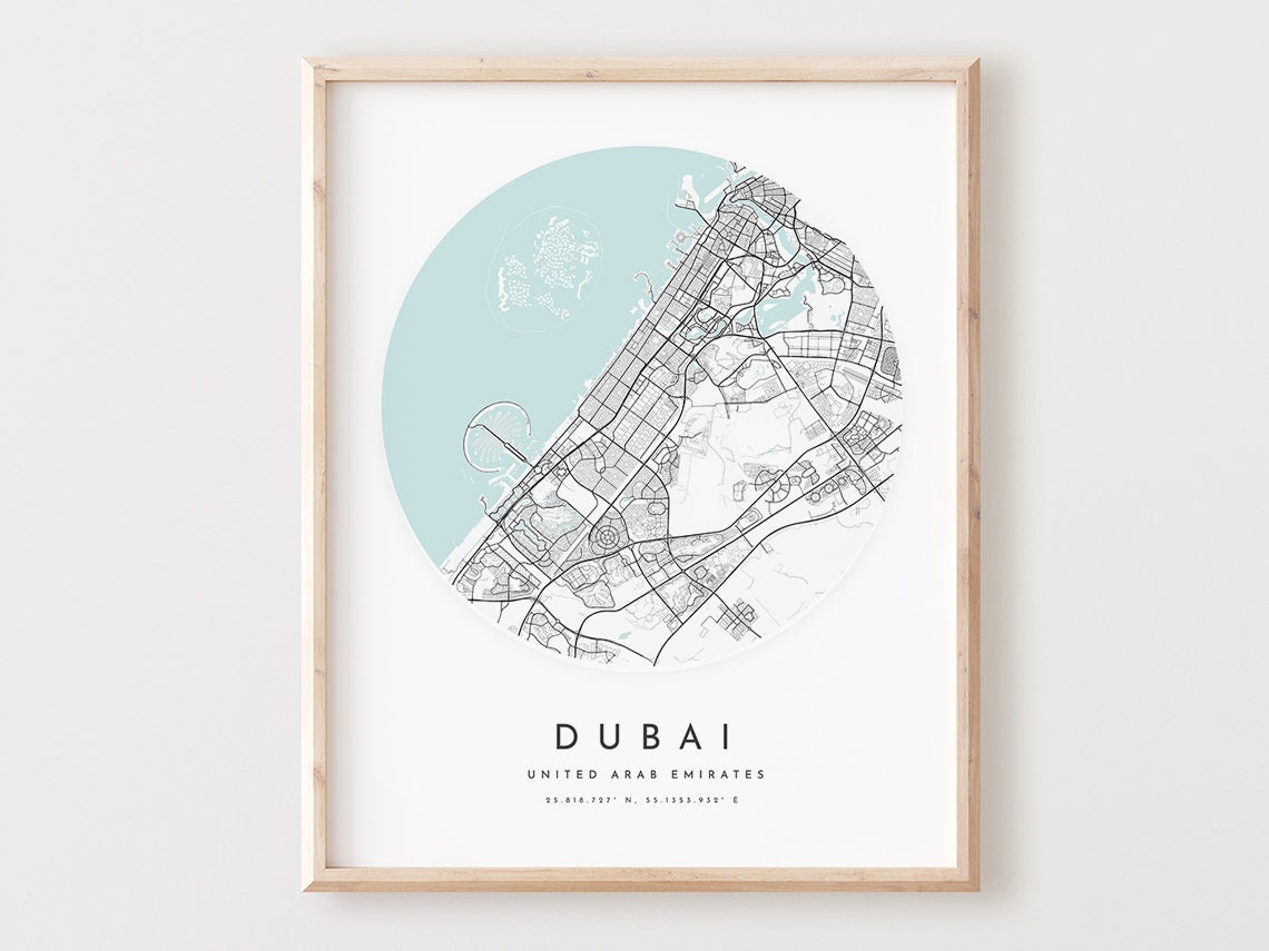Dubai United Arab Emirates City Street Map Minimalist Coastal Print