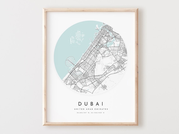 Dubai Map Print Modern City Street Art Poster