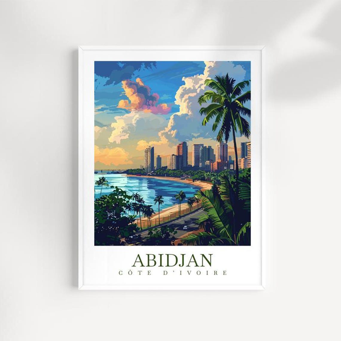 Abidjan Ivory Coast Skyline Beach Palms West Africa City Poster