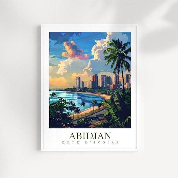 Abidjan Travel Print Cte Divoire Poster Wall Art Africa Wall Hanging Home Dcor Abidjan Gift Art Lovers Cte Divoire Travel Print