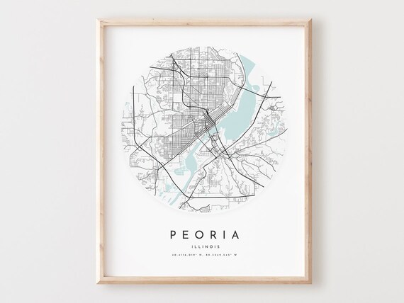 Peoria Illinois Map Print Modern City Street Art