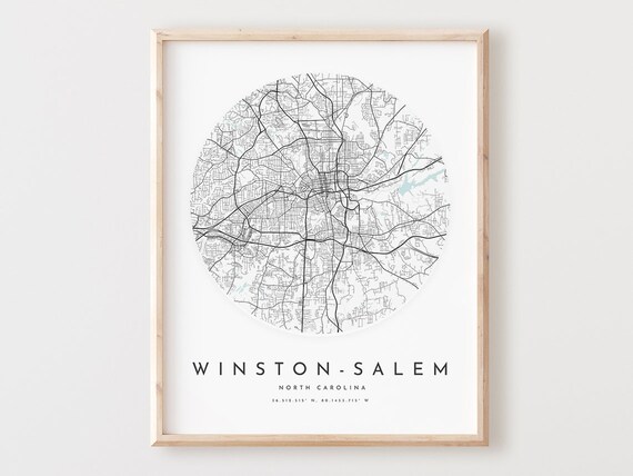 Winstonsalem Map Art Print North Carolina City Street