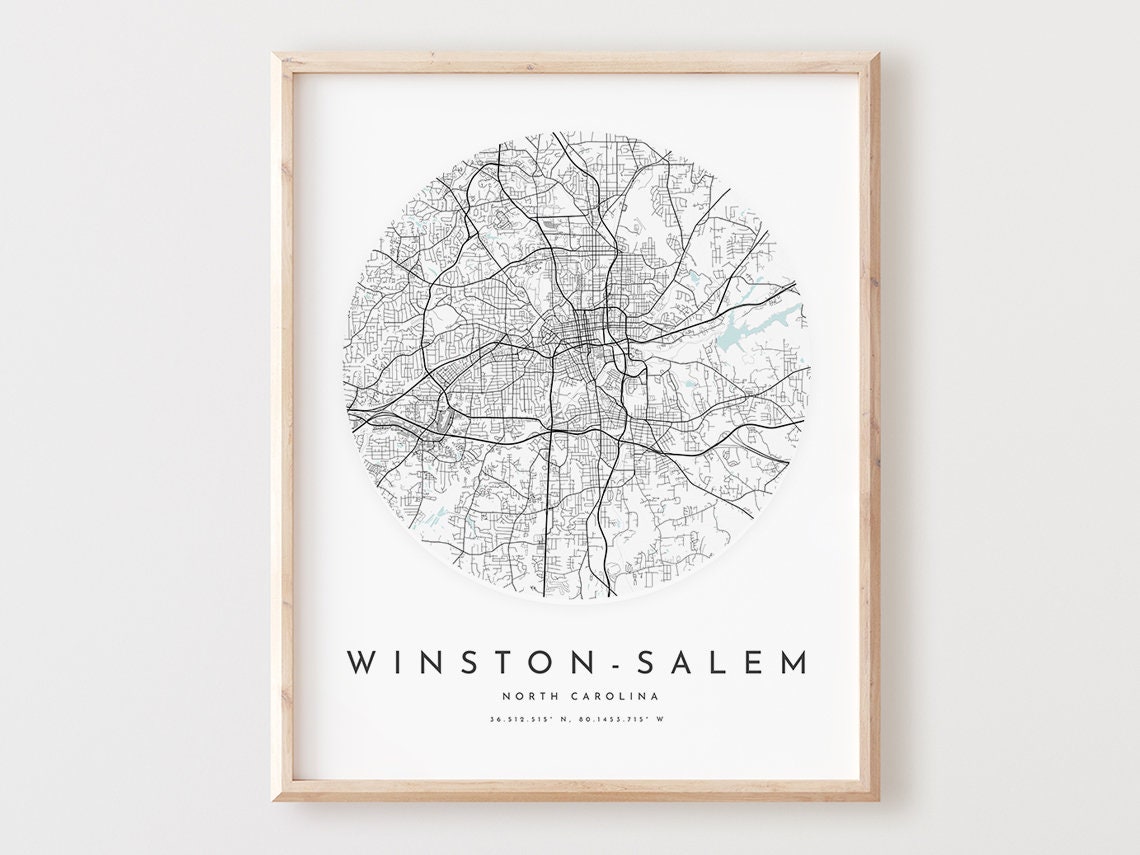 Winston Salem North Carolina Minimalist City Map Street Art Print