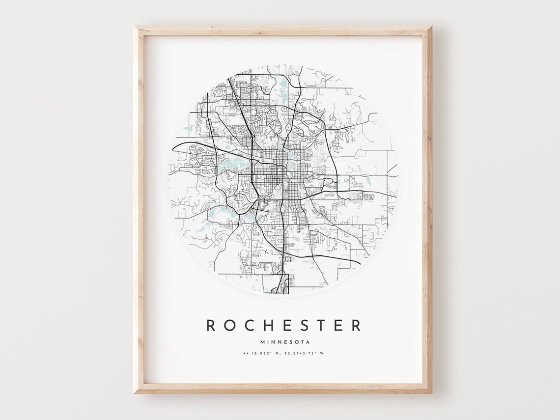 Rochester Minnesota Map Print City Street Art Poster