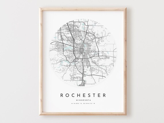 Rochester Minnesota Map Print City Street Art Poster