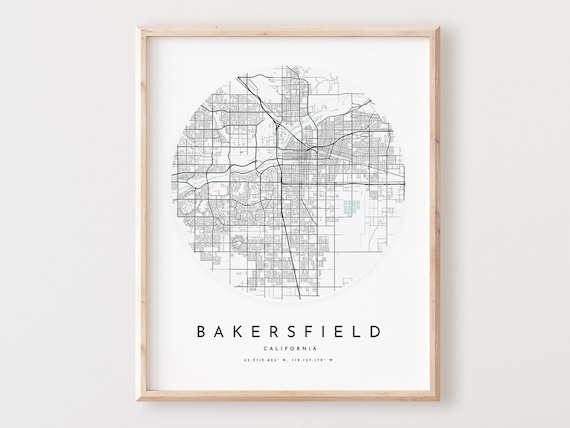 Bakersfield Map Print Modern City Wall Art