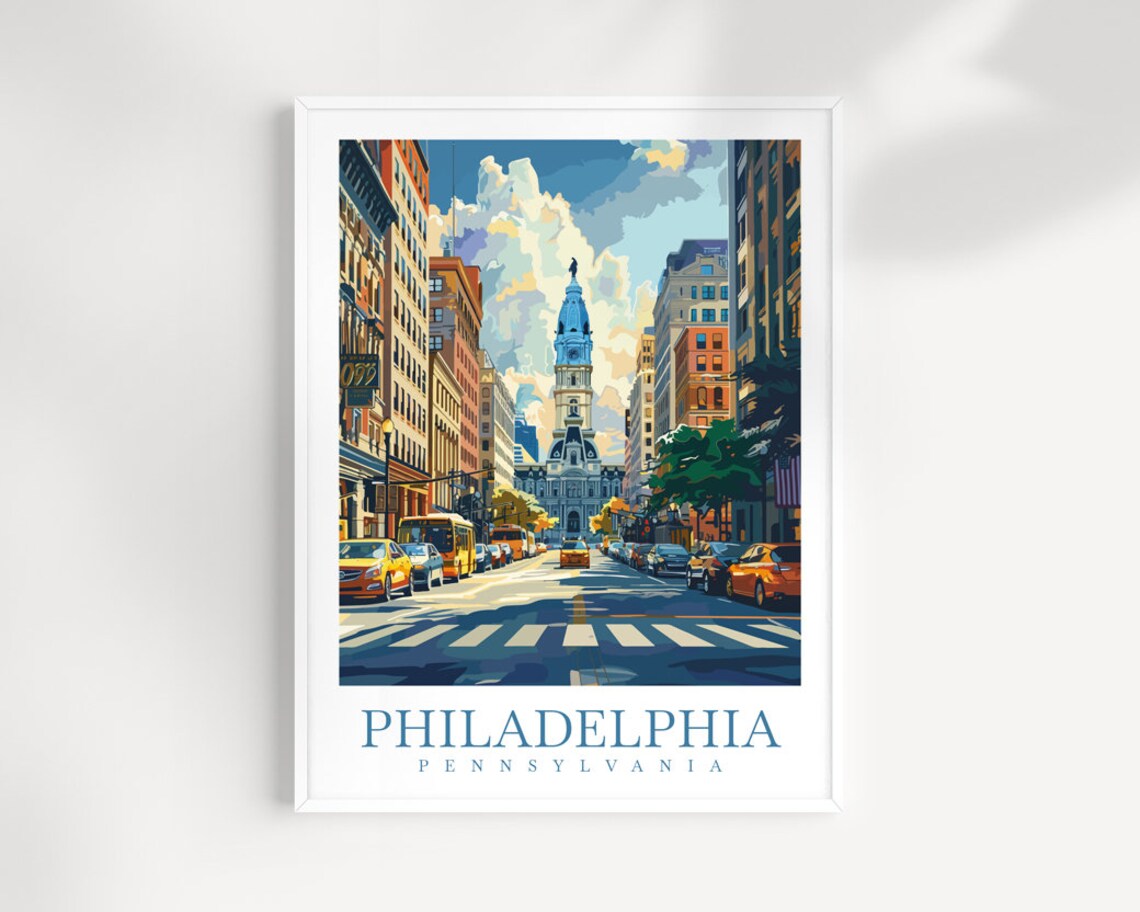 Philadelphia Travel Print Wall Art Pennsylvania Wall Hanging Home Dcor Philadelphia Gift Art Lovers Pennsylvania Art Lover Travel Poster