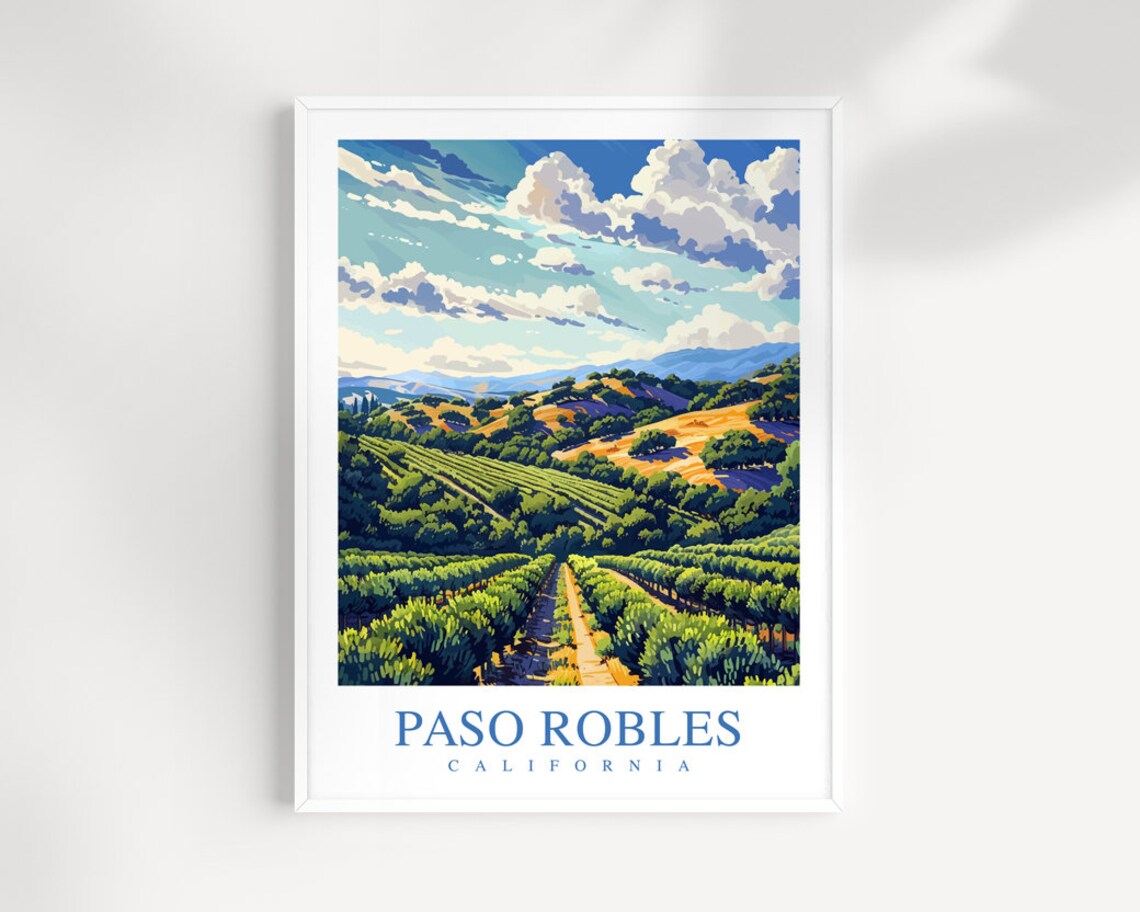 Paso Robles California Rolling Vineyard Hills Wine Country Poster