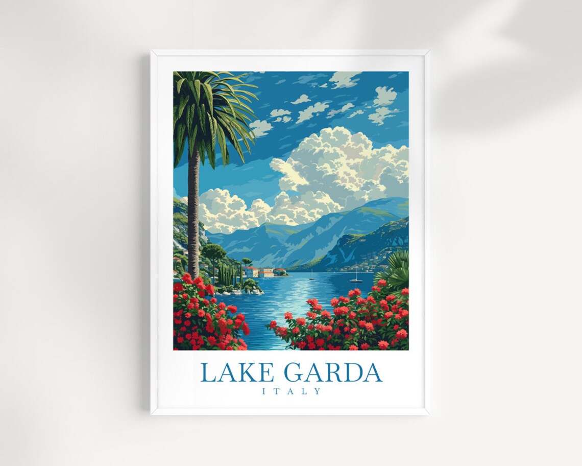 Lake Garda Travel Print Wall Art Italy Wall Hanging Home Decoration Lake Garda Gift Art Lovers Wall Art Print Lake Garda Italy Art Gift