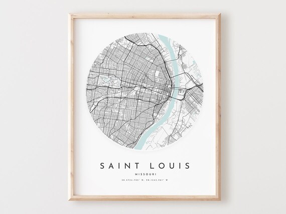 Saint Louis Map Print Modern City Wall Art Missouri Decor