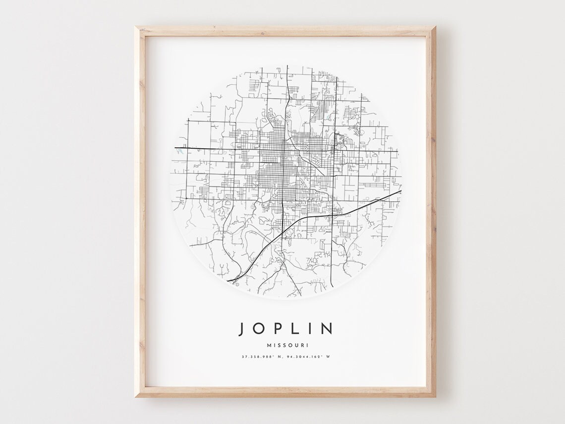Joplin Missouri Map Print City Street Art Poster