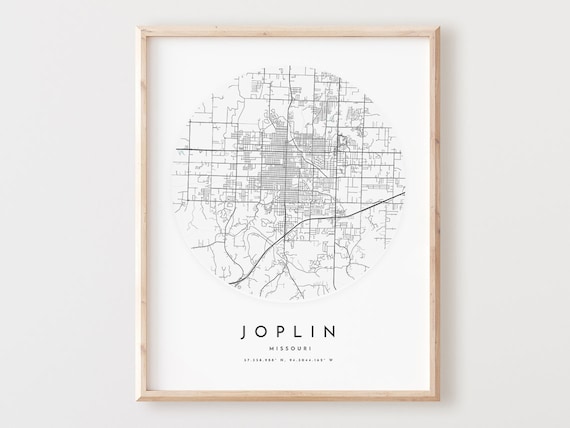 Joplin Missouri Map Print City Street Art Poster