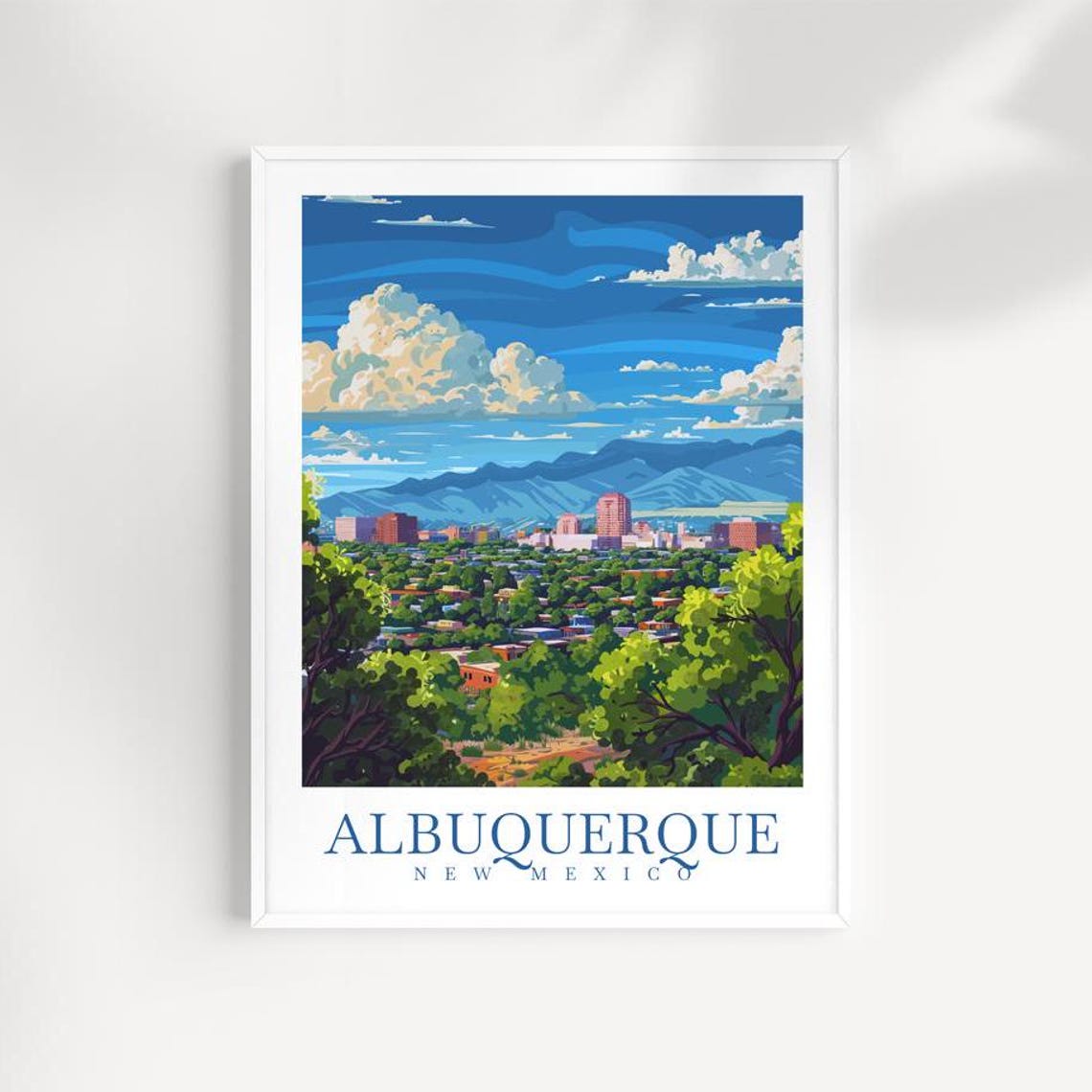 Albuquerque New Mexico Downtown Skyline Mountain View Poster