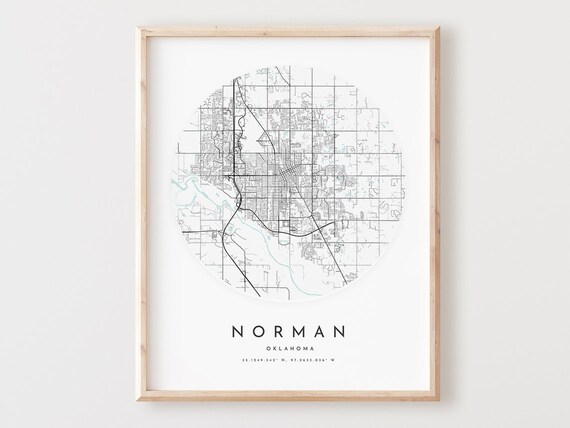 Norman Oklahoma Map Print Minimalist City Street Art