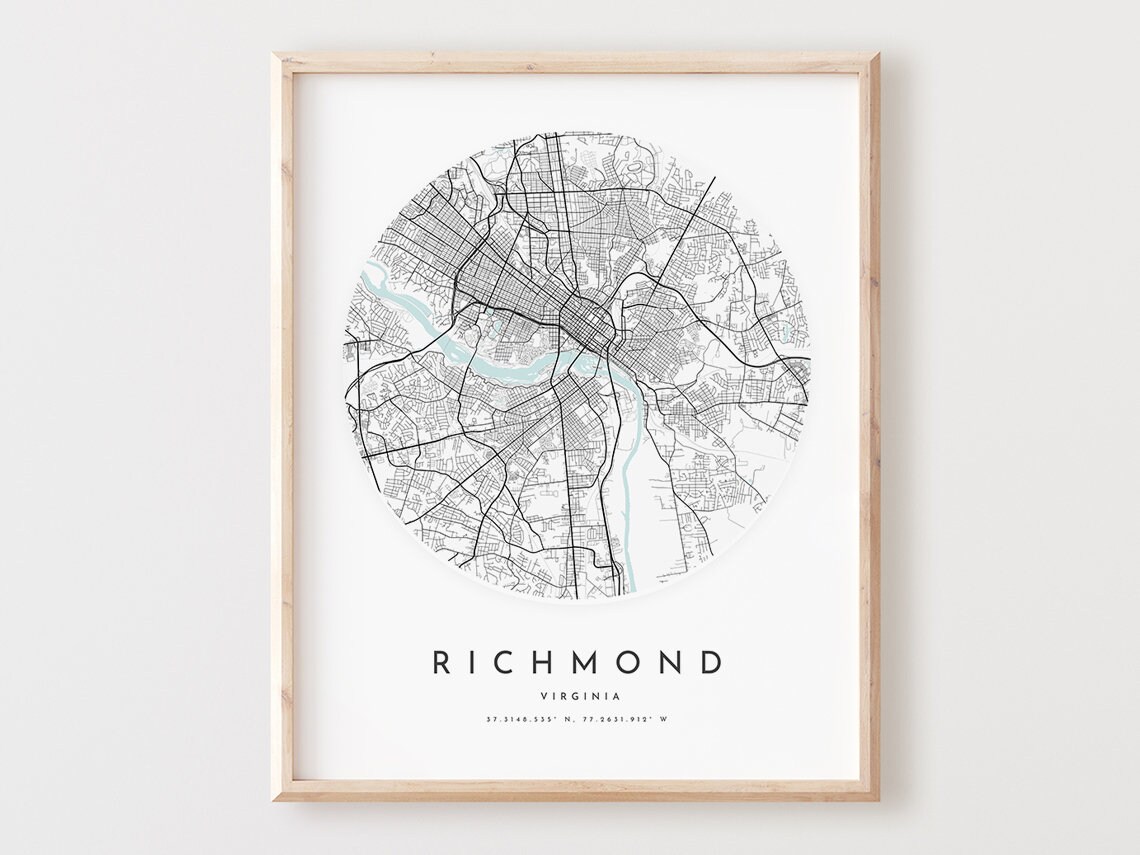 Richmond Virginia Map Print Modern City Wall Art