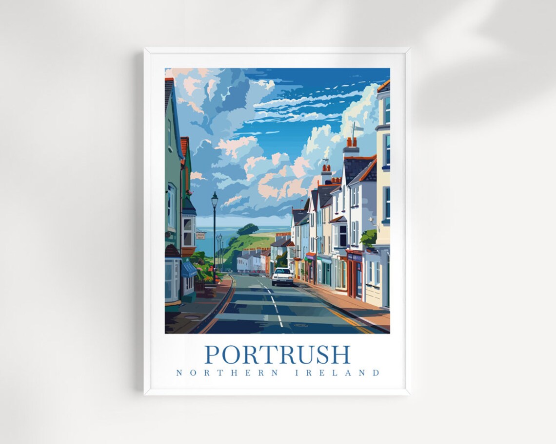 Portrush Northern Ireland Old Town Street to the Sea Travel Poster