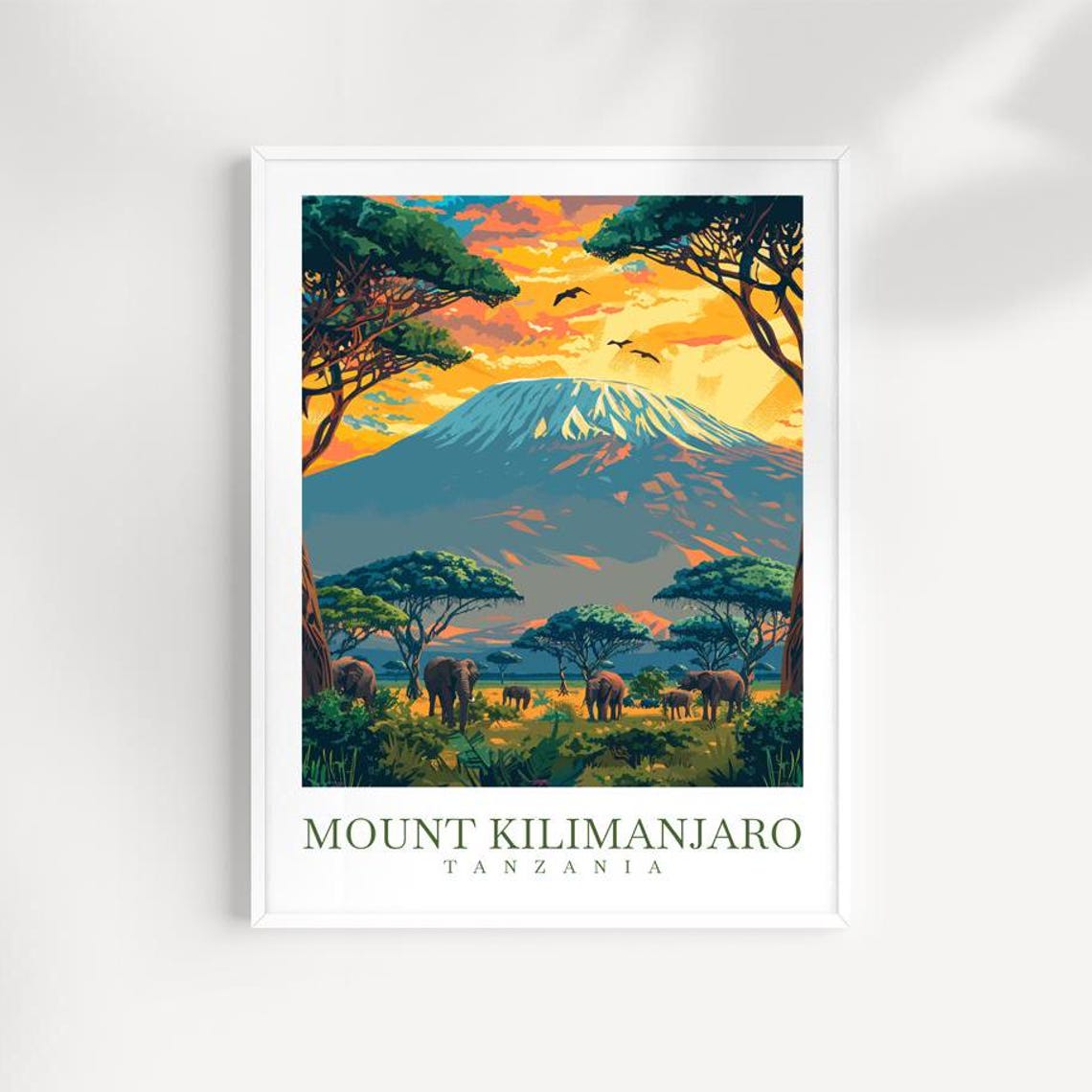 Mount Kilimanjaro Travel Print Tanzania Wall Art Africa Wall Hanging Home Dcor Tanzania Gift Art Lovers Tanzania Art Lover Gift Wall Art