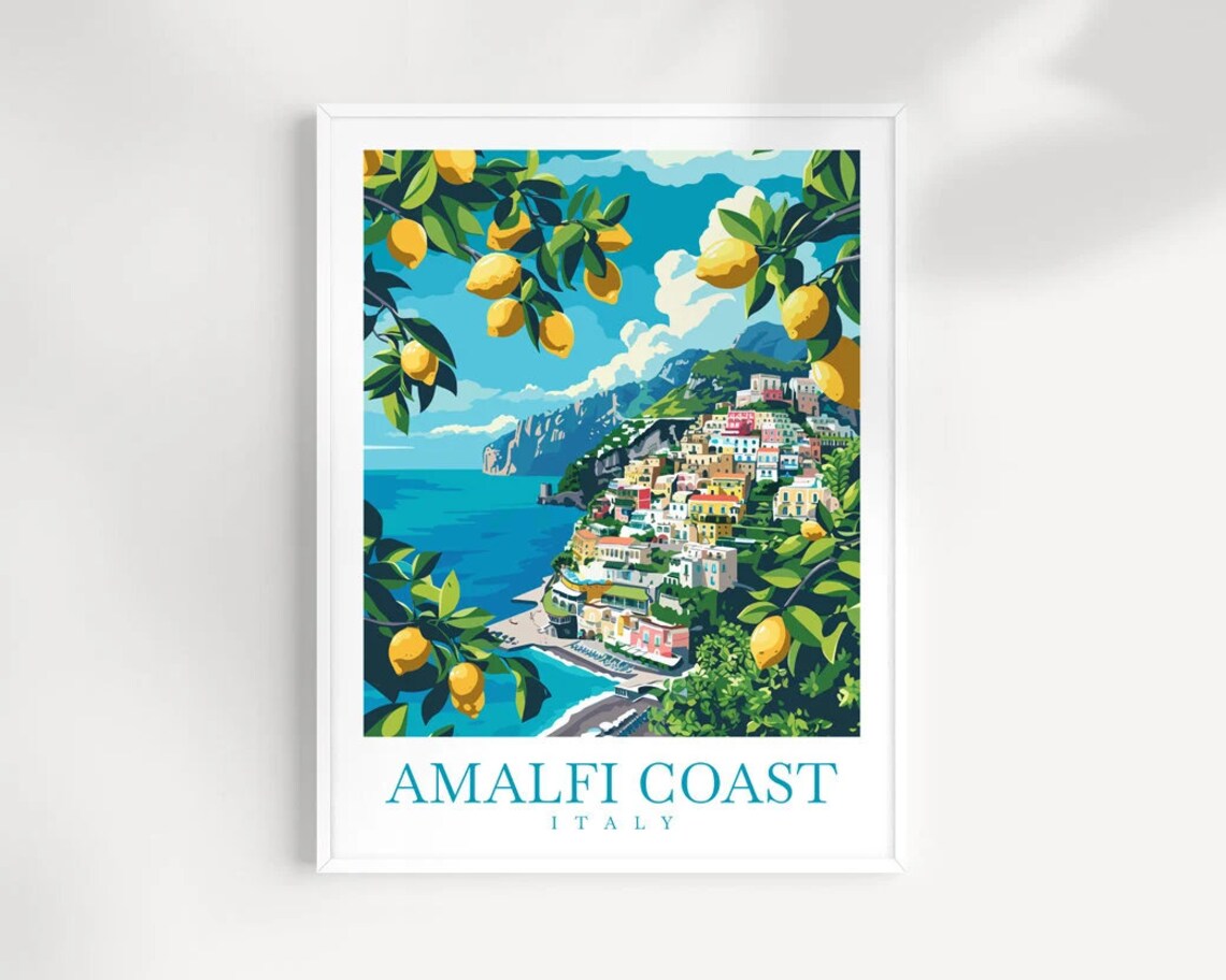 Amalfi Coast Travel Poster, Italy Wall Decor
