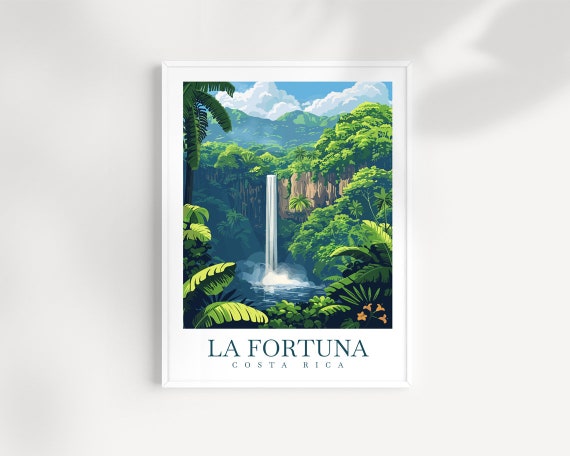 La Fortuna Costa Rica Waterfall Rainforest Jungle Scene Poster
