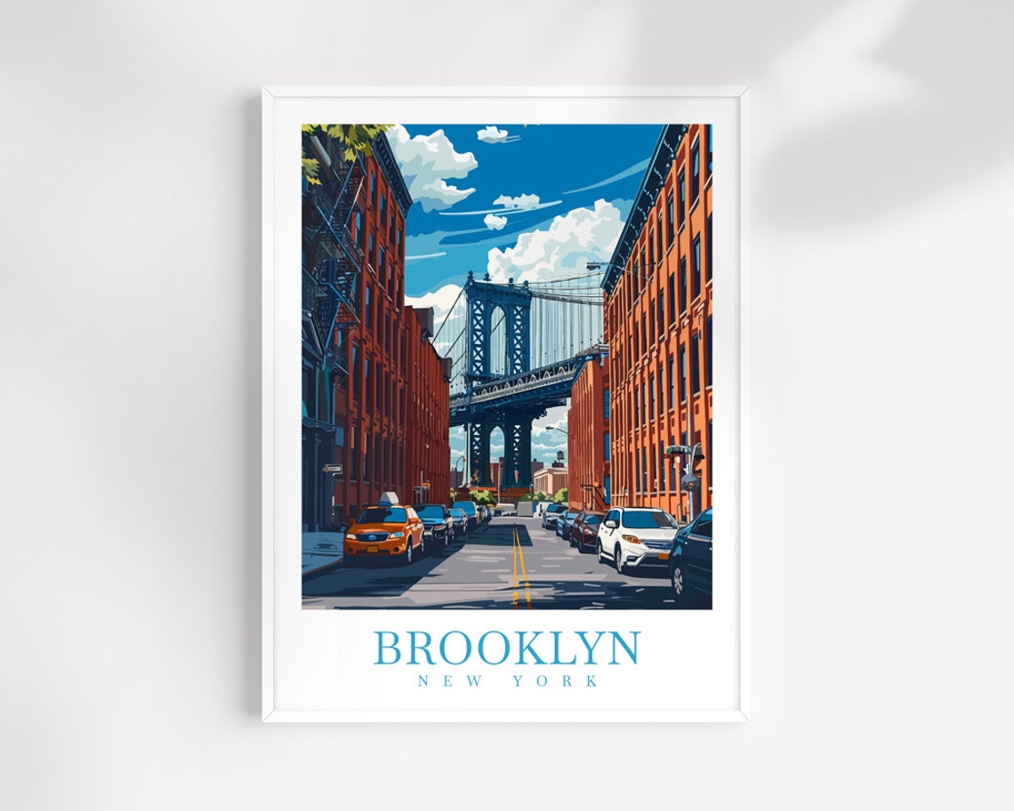 Brooklyn New York DUMBO Manhattan Bridge Street View Travel Poster