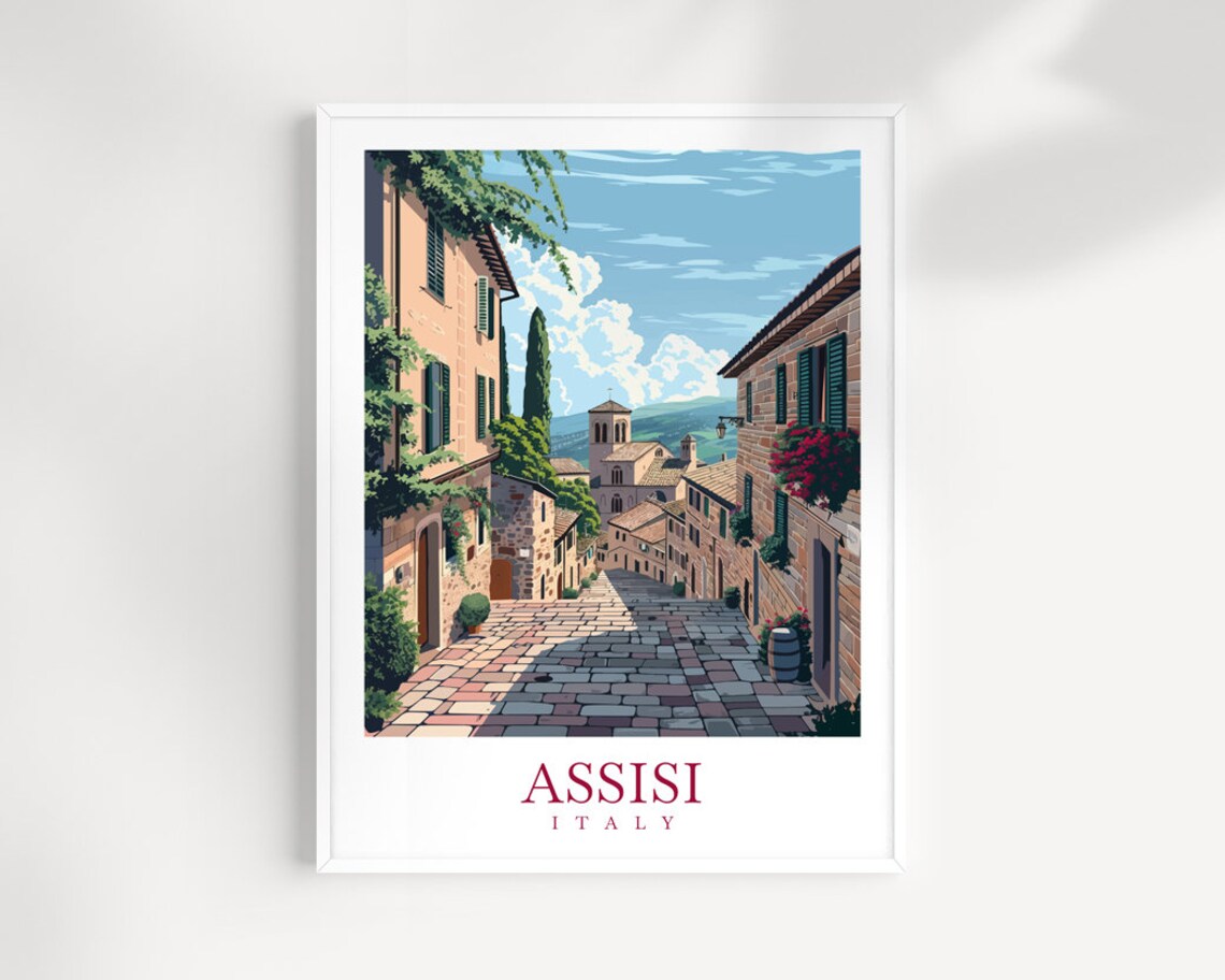 Assisi Travel Poster, Italy Wall Art Print