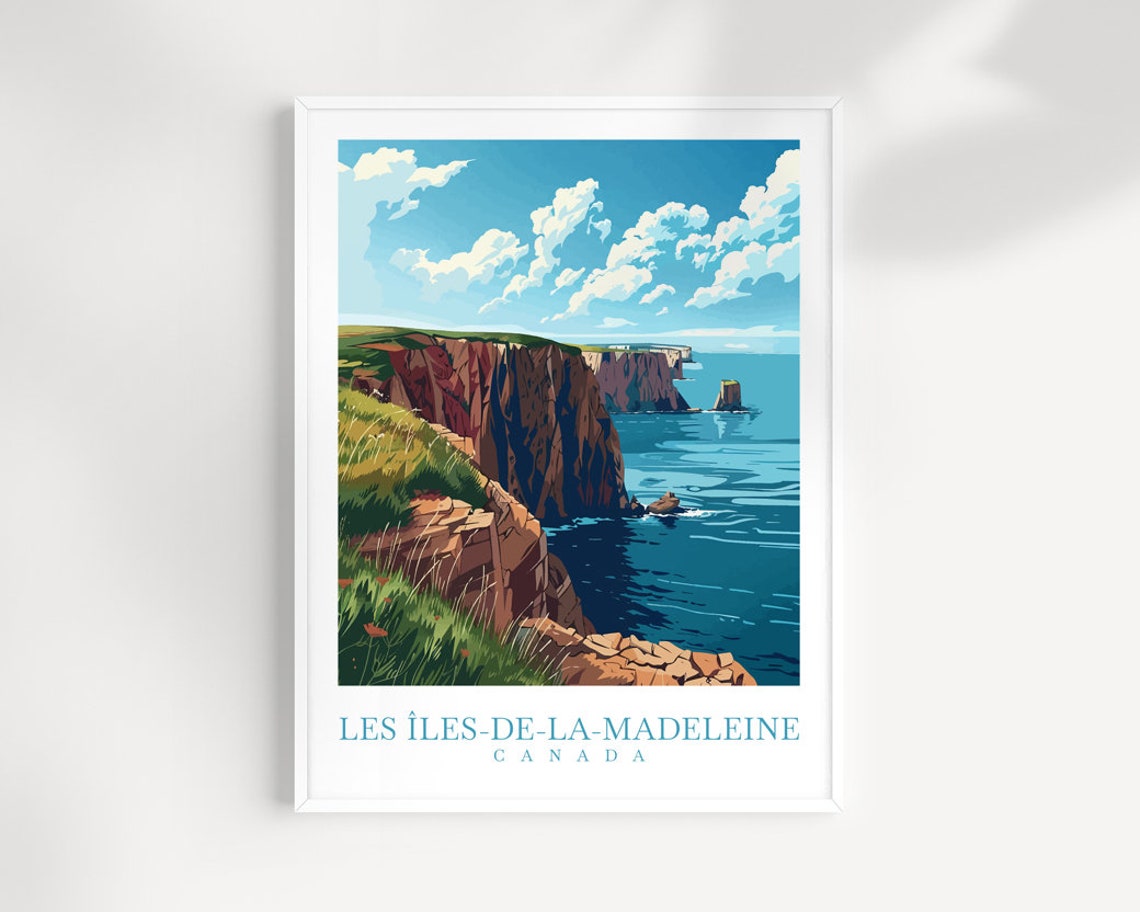 Madeleine Islands Canada Red Sandstone Cliffs Ocean View Poster
