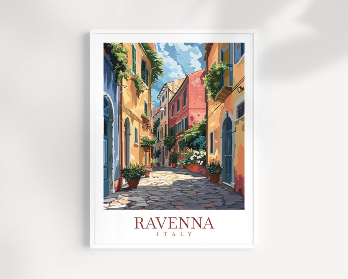 Ravenna Italy Cobblestone Alley With Flowers and Vines Art Print