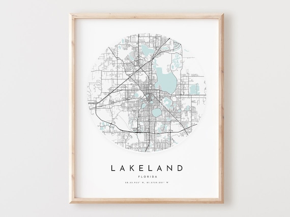 Lakeland Florida Map Print City Street Art Poster