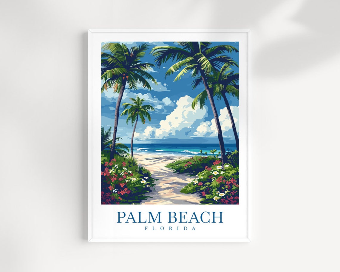 Palm Beach Florida Beach Path Palms Flowers Ocean View Art Poster