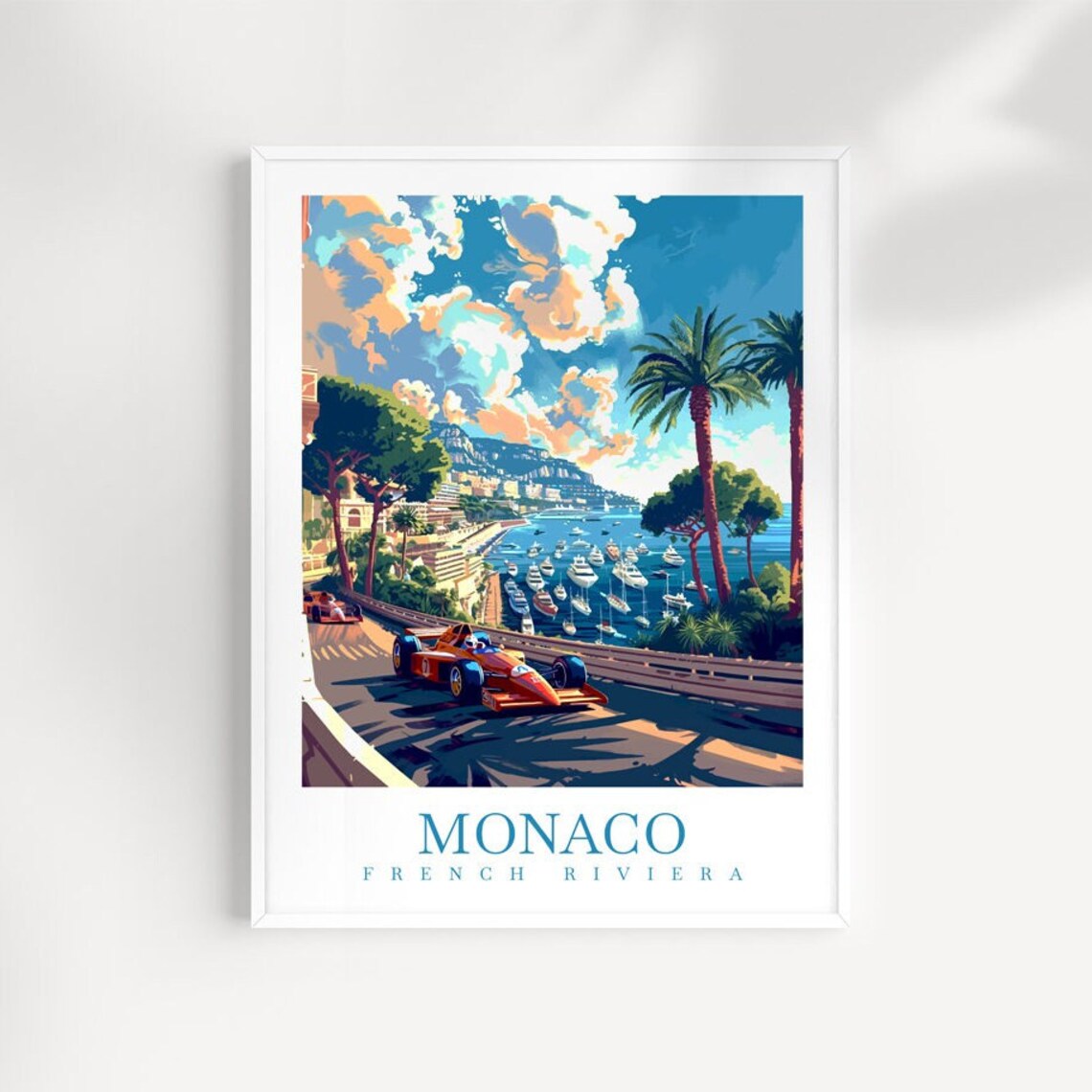 Monaco French Riviera Racing Cars Cliffside Road Yacht Bay Poster