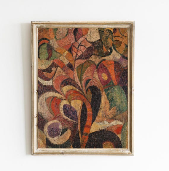 Vintage Abstract Botanical Boho Floral Art Print