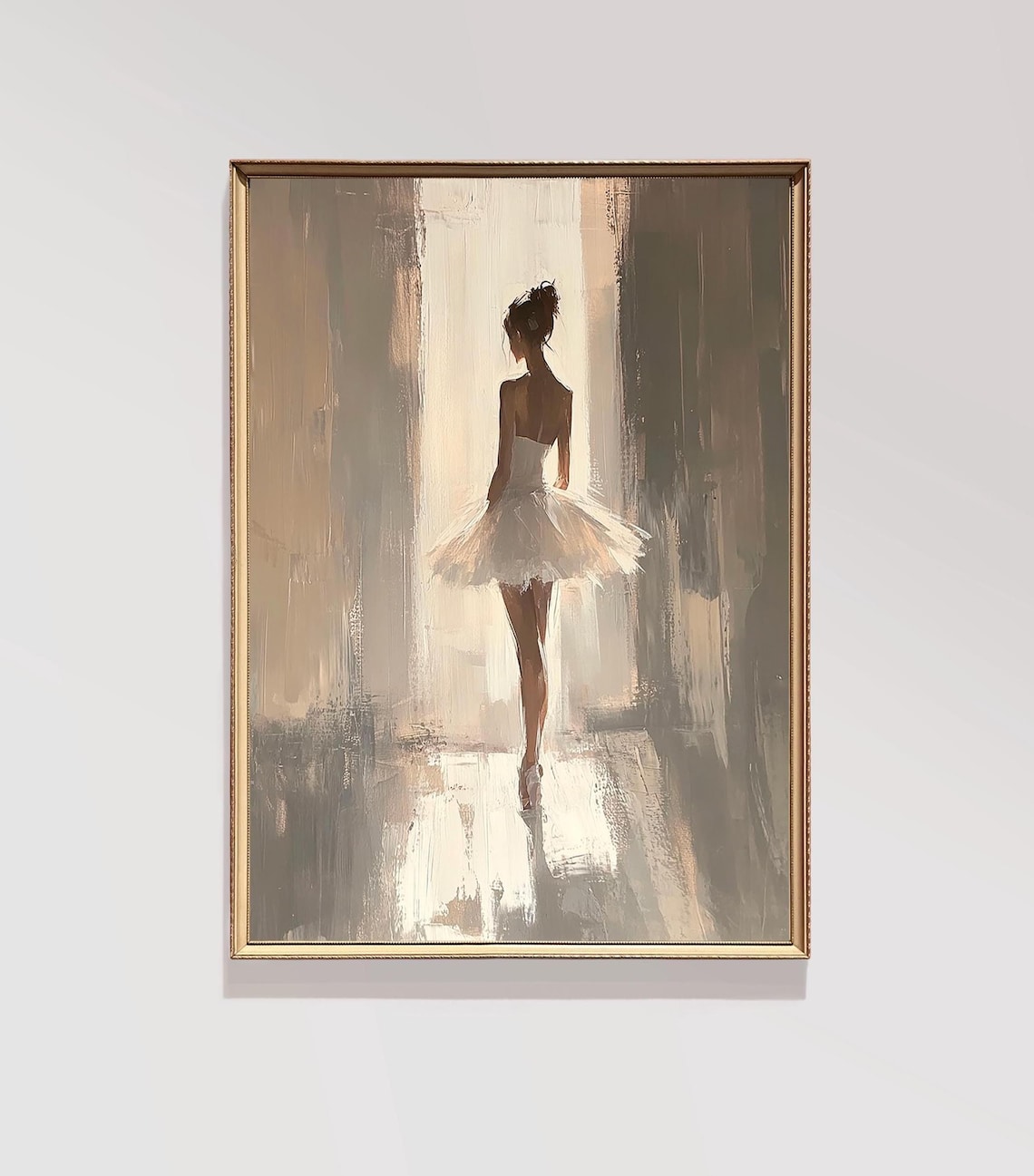 Ballerina Backstage Neutral Minimalist Ballet Dancer Painting Poster