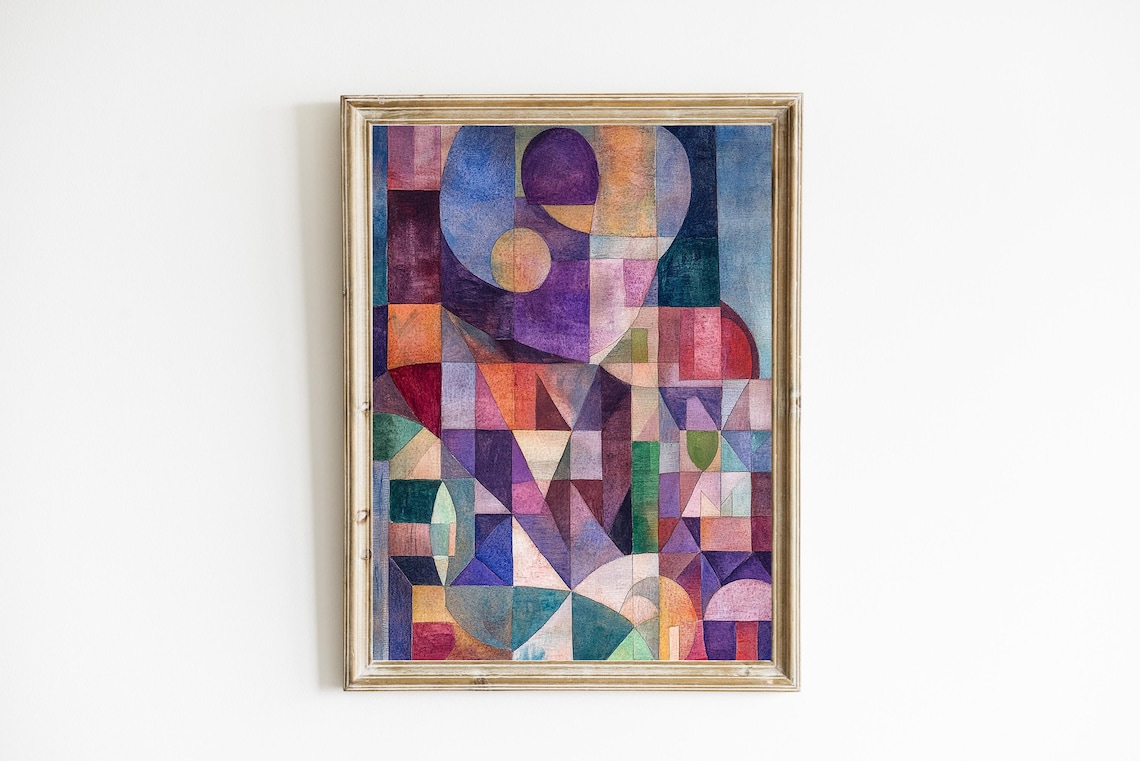 Abstract Geometric Shapes Circles Purple Red Modern Vintage Wall Art